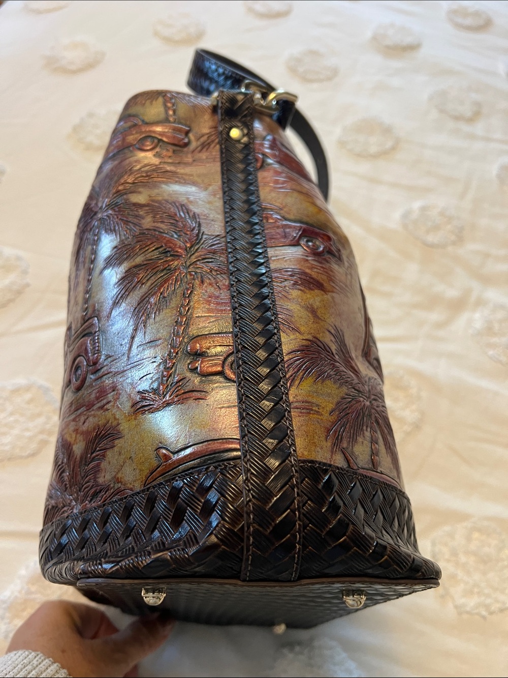 Brahmin Metallic Palm & Woodie Shoulder Bag in Bronze and Black - Picture 6 of 6